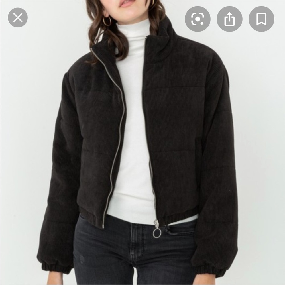 Black corduroy puffer jacket